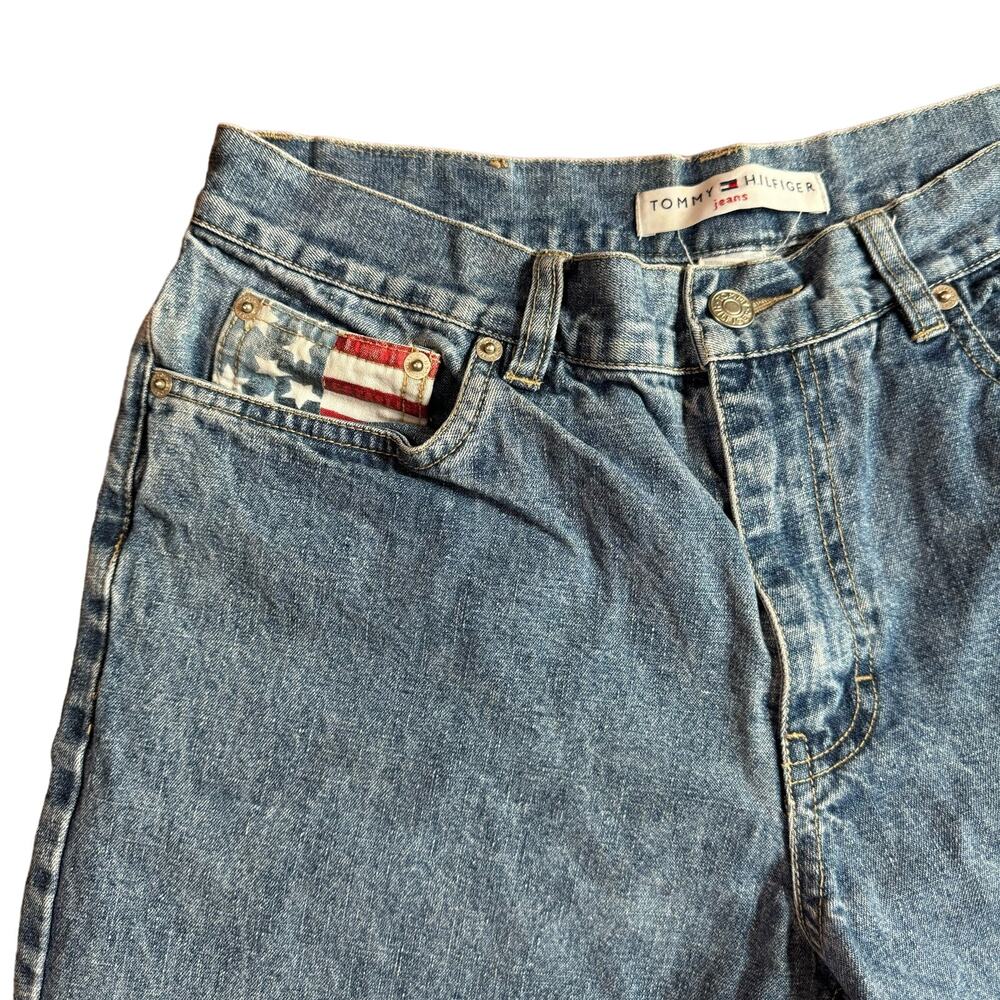 Tommy Hilfiger Vintage 90s Y2K USA Flag pocket straight leg high rise jeans 10 - Picture 5 of 8